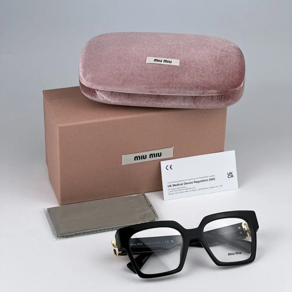 NEW Miu Miu MU04UV 1AB1O1 Black Women Eyeglasses Cat Eye MU 04UV
